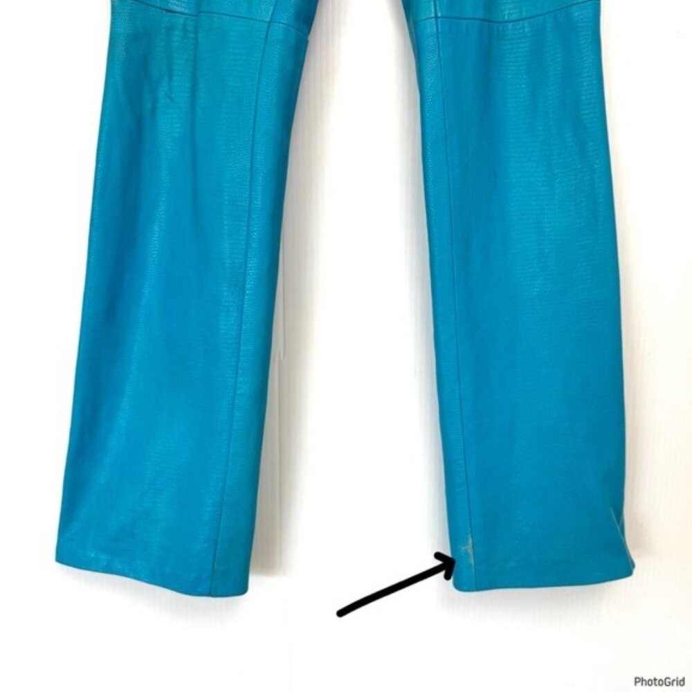Ralph Laurent Black labell Vibrant Blue 100% Leather bootcut Pants 4 - Picture 8 of 15
